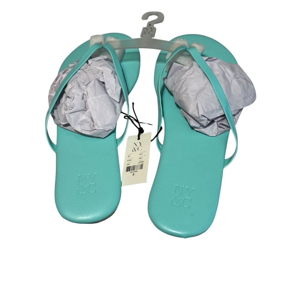 NY & Co Turquoise Flip Flops Comfortable Casual Sandals New With Tag